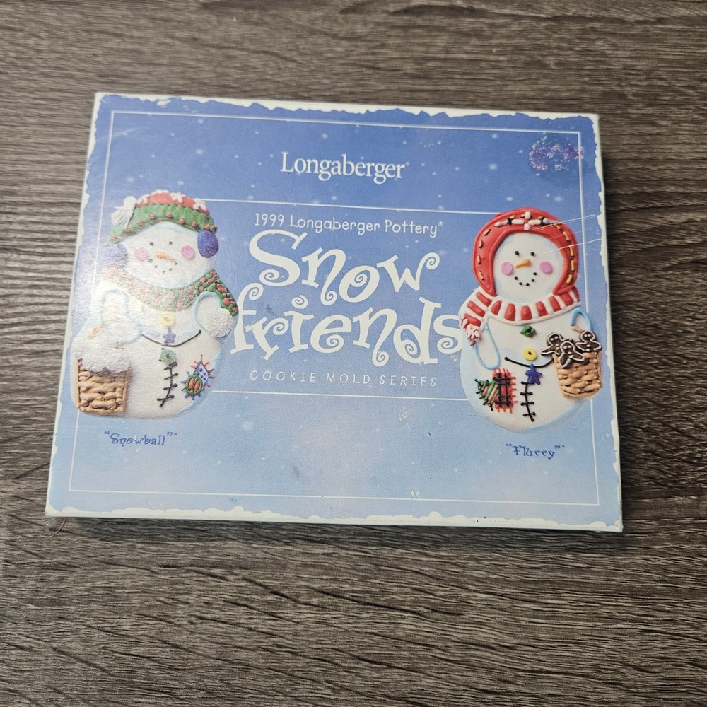 Longaberger Pottery 1999 Snow Friends Cookie Mold Set Snowball & Flurry 36994